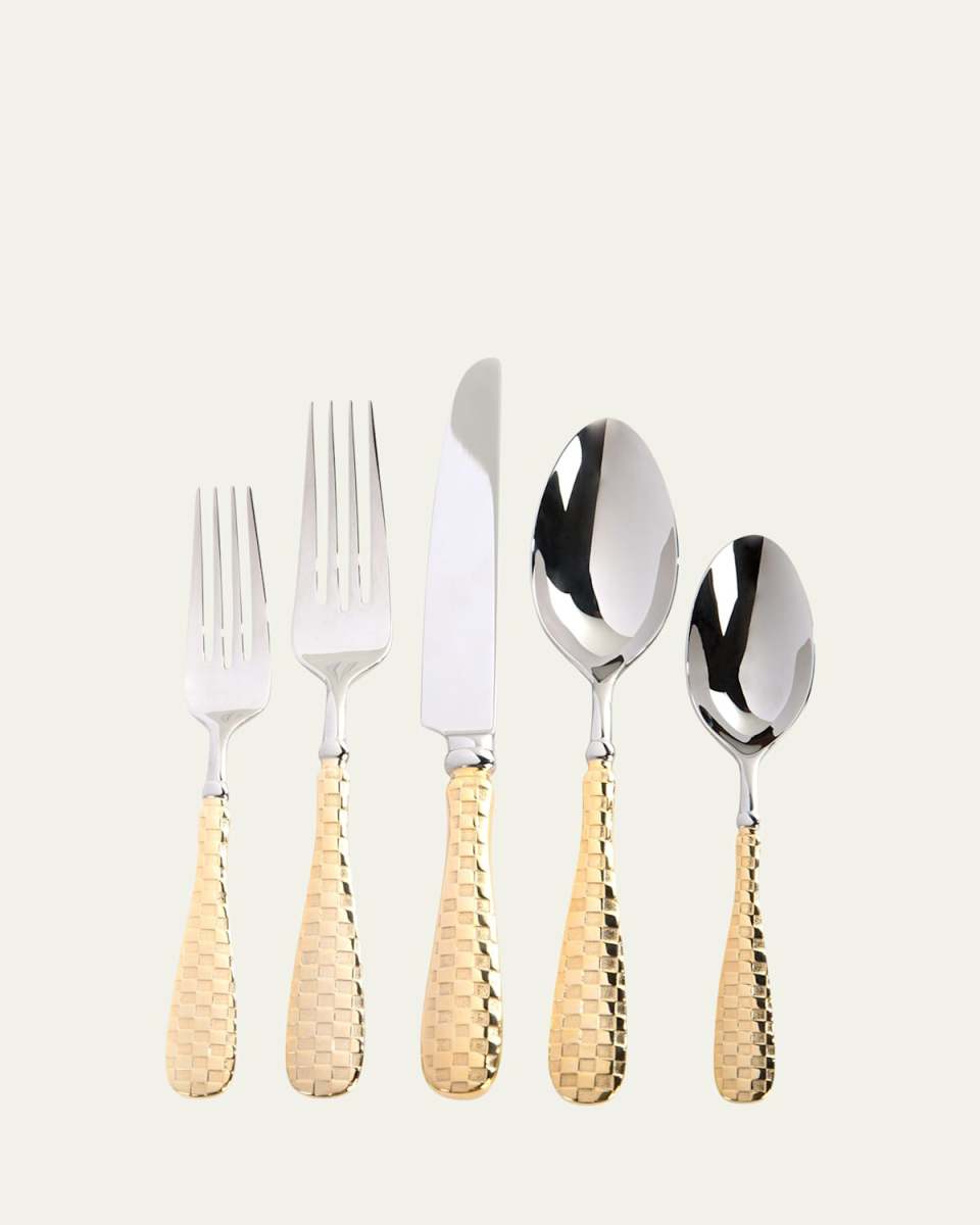 5-Piece Check Gold-Plate Place Setting